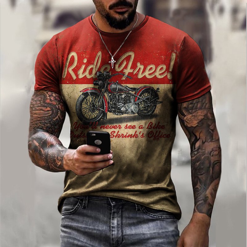 Ethan | Casual T-Shirt Stampa Motociclistica Uomo In Cotone 100% 0