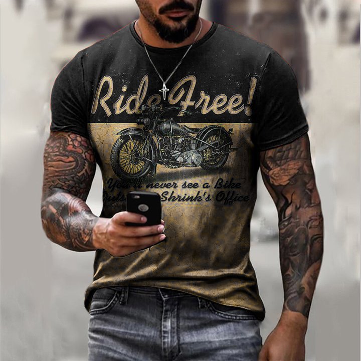 Ethan | Casual T-Shirt Stampa Motociclistica Uomo In Cotone 100% 1