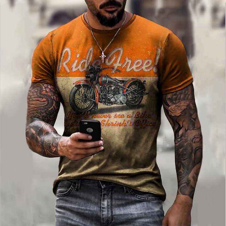 Ethan | Casual T-Shirt Stampa Motociclistica Uomo In Cotone 100% 2