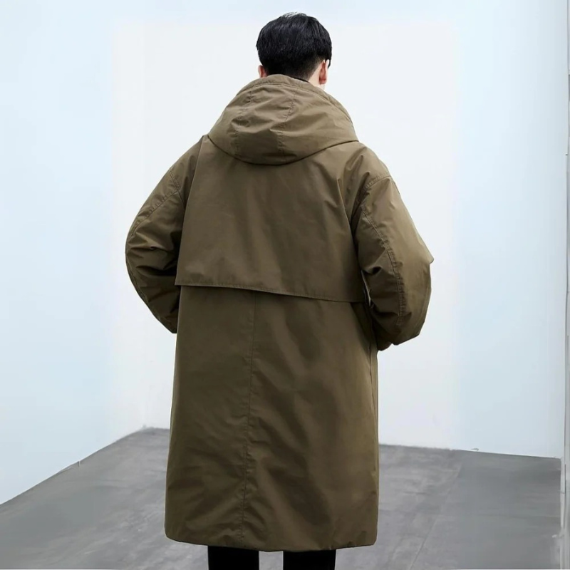 Ethan | Elegante Impermeabile Lungo Da Uomo Con Cappuccio 2