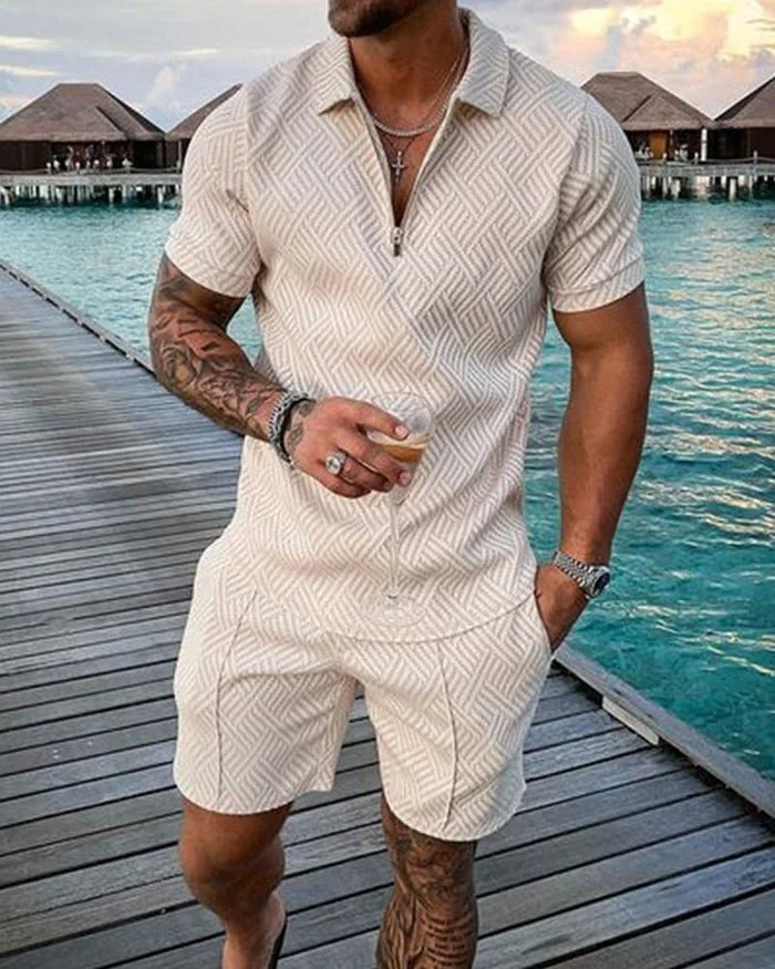 Ethan | Elegante Set Polo Crema e Pantaloncini Coordinati Estivi 0