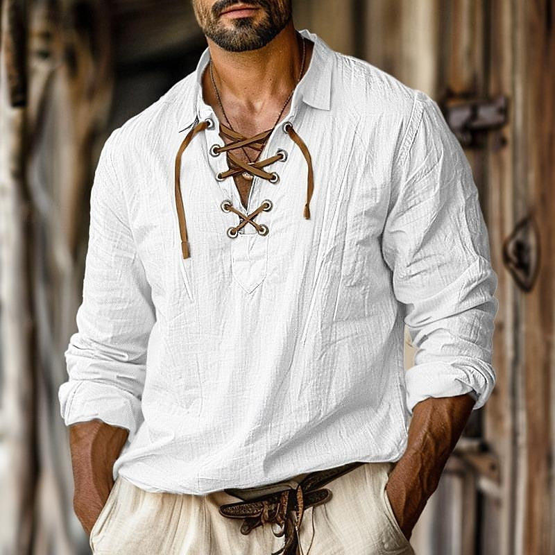 Ethan | Moderno Design Camicia Uomo con Chiusura a Lacci e Maniche Lunghe 1