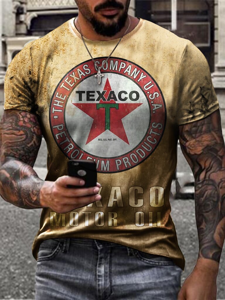Ethan | Retro Casual T-Shirt con Stampa Unica di Olio Motore 5