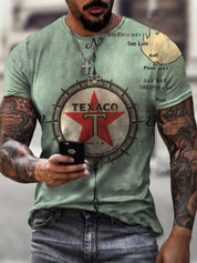 Ethan | Vintage Casual T Shirt Uomo con Stampa Olio Motore 0