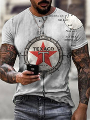 Ethan | Vintage Casual T Shirt Uomo con Stampa Olio Motore 1