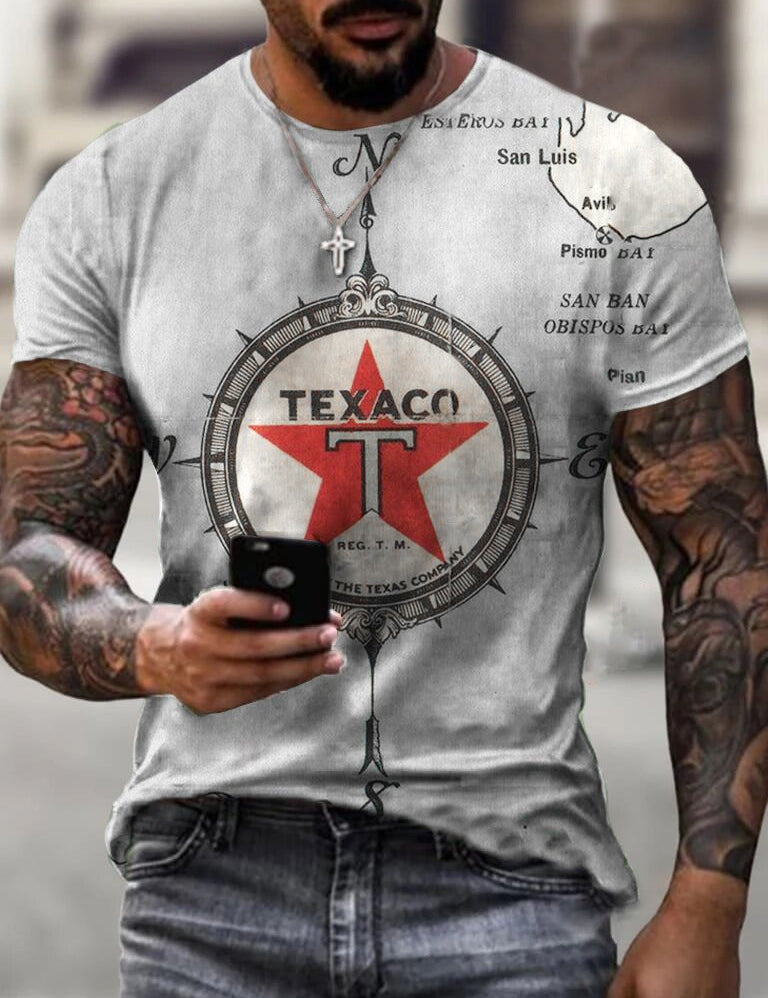 Ethan | Vintage Casual T Shirt Uomo con Stampa Olio Motore 1
