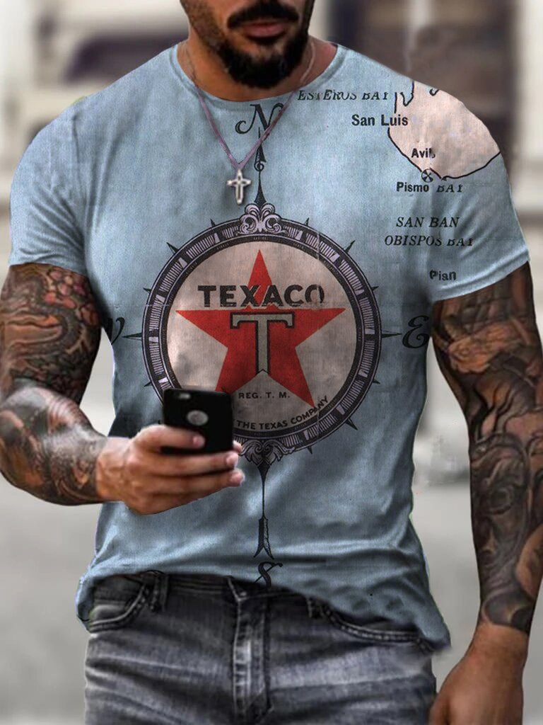 Ethan | Vintage Casual T Shirt Uomo con Stampa Olio Motore 2