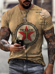 Ethan | Vintage Casual T Shirt Uomo con Stampa Olio Motore 3