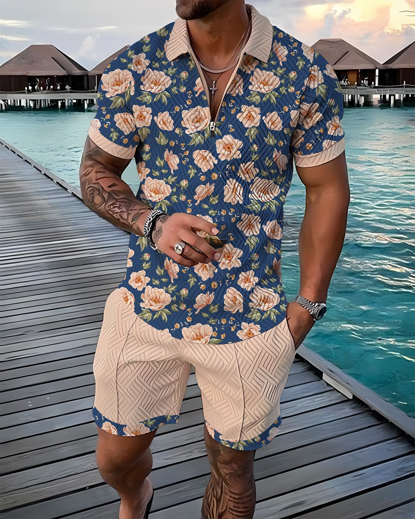 Ethan | Vintage Summer Polo And Shorts Set 0