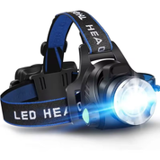 Faro LED Impermeabile | Lampada Frontale Potente con Zoom Regolabile | Leggera e Resistente per Avventure Notturne 0