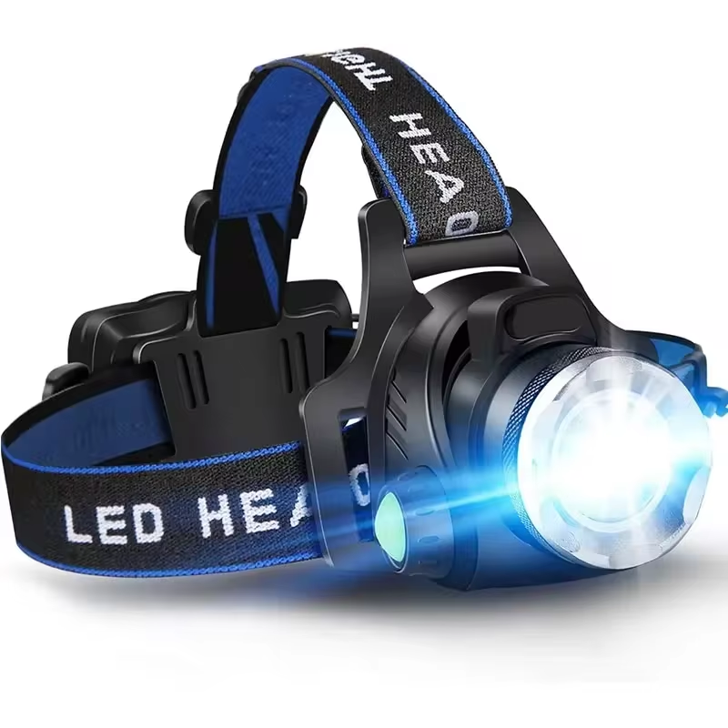 Faro LED Impermeabile | Lampada Frontale Potente con Zoom Regolabile | Leggera e Resistente per Avventure Notturne 0