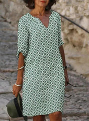 Fiorella | Elegante Abito Estivo con Scollo Diviso e Maniche a 3/4 per Donna 0