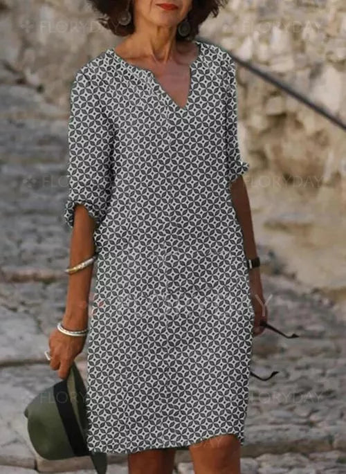 Fiorella | Elegante Abito Estivo con Scollo Diviso e Maniche a 3/4 per Donna 2
