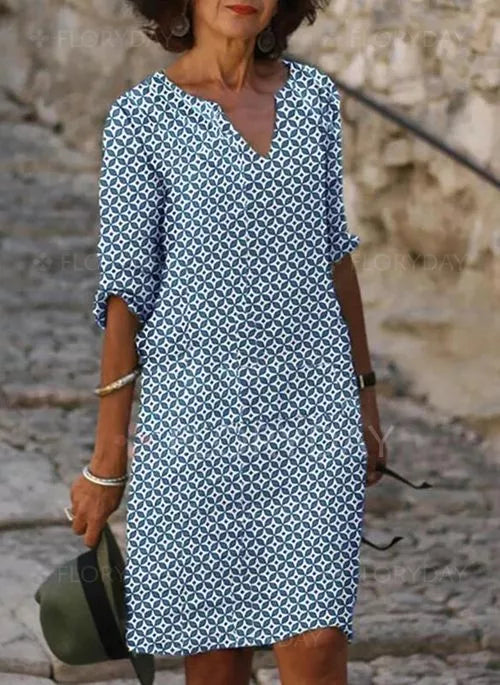 Fiorella | Elegante Abito Estivo con Scollo Diviso e Maniche a 3/4 per Donna 3