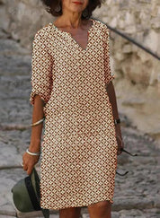Fiorella | Elegante Abito Estivo con Scollo Diviso e Maniche a 3/4 per Donna 4