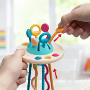 Giocattolo Montessori UFO | Silicone Push & Pull con Texture Colorate | Sviluppo Motorio e Sensoriale per Bambini 6-18 Mesi 3