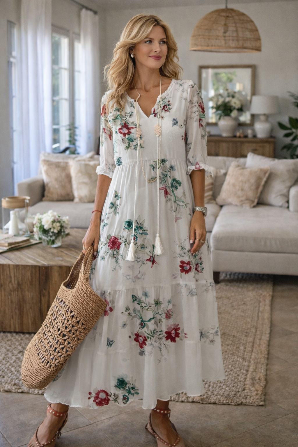 Gioia | Elegante Abito Lungo Estivo con Scollo a V per Donna 1
