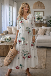 Gioia | Elegante Abito Lungo Estivo con Scollo a V per Donna 1