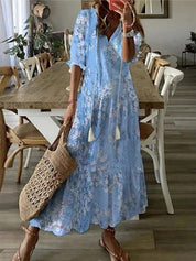 Gioia | Elegante Abito Lungo Estivo con Scollo a V per Donna 4