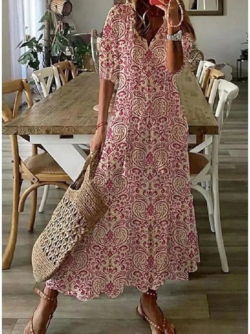 Gioia | Elegante Abito Lungo Estivo con Scollo a V per Donna 6