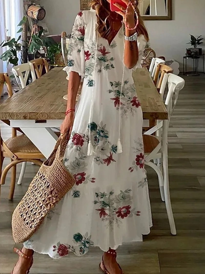 Gioia | Elegante Abito Lungo Estivo con Scollo a V per Donna 8