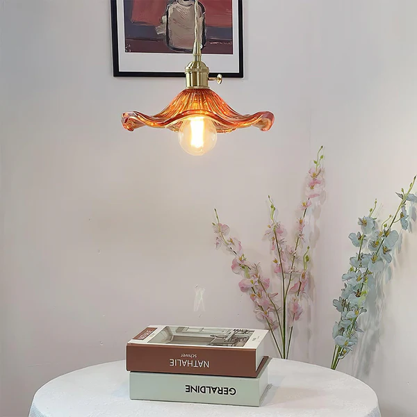 HibiscusGlow | Elegante Luminoso Lampadario in Vetro Floreale 9