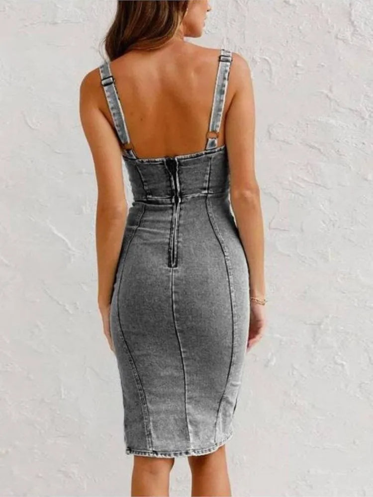 Ilaria | Elegante Abito Denim con Spalline Regolabili per Donna 2