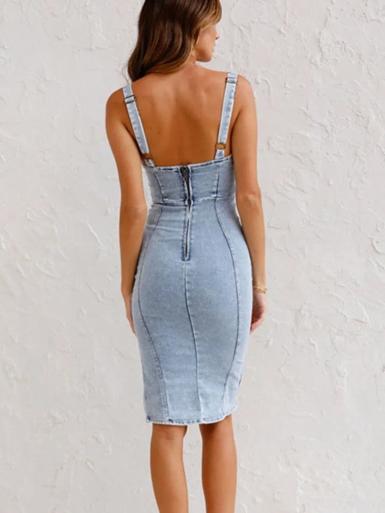 Ilaria | Elegante Abito Denim con Spalline Regolabili per Donna 3