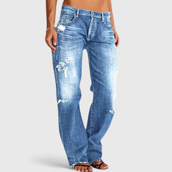 Jeans Chic con Design a Gamba Larga e Tessuto Elasticizzato | Comfort e Stile per Ogni Occasione 0