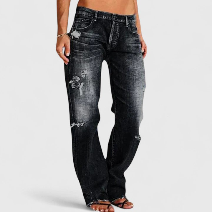 Jeans Chic con Design a Gamba Larga e Tessuto Elasticizzato | Comfort e Stile per Ogni Occasione 2