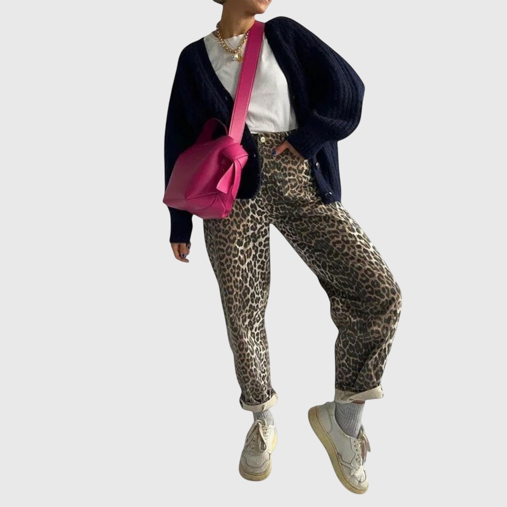 Jeans Vintage | Stampa Leopardata con Vestibilità Comoda | Stile Retrò per Ogni Occasione 2