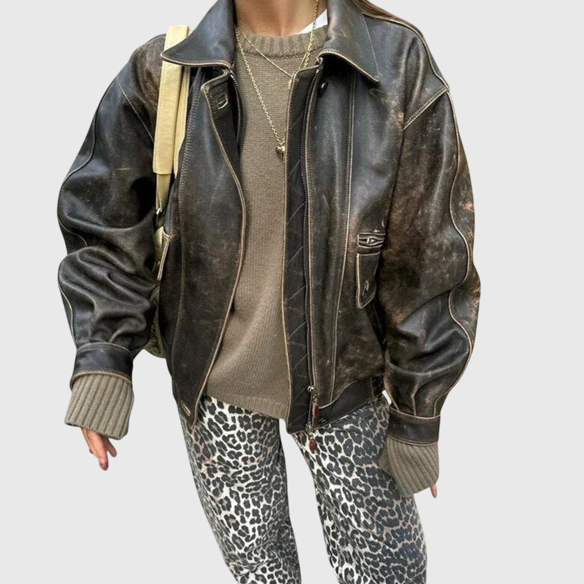Jeans Vintage | Stampa Leopardata con Vestibilità Comoda | Stile Retrò per Ogni Occasione 4