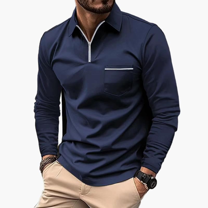 Leonardo | Elegante Polo Manica Lunga Uomo con Taschino 0