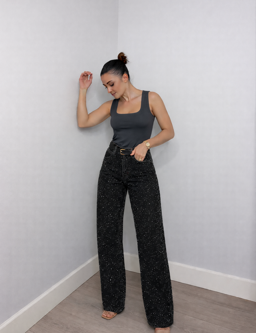 Liam | Eleganti Jeans a Vita Alta con Dettagli Glitterati 1
