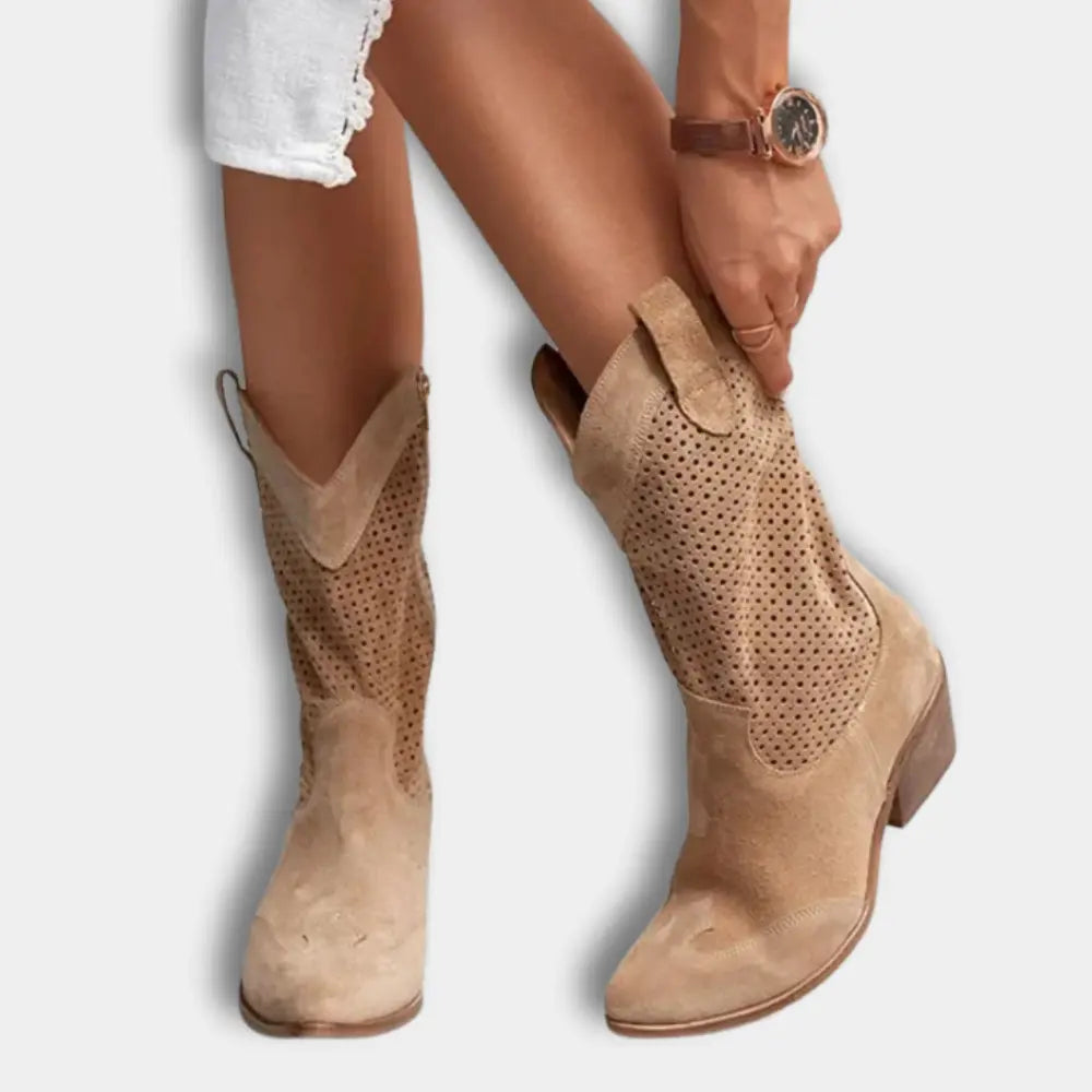 Liam | Eleganti Stivali Western Traforati Donna in Pelle Sintetica 0