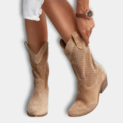 Liam | Eleganti Stivali Western Traforati Donna in Pelle Sintetica 0