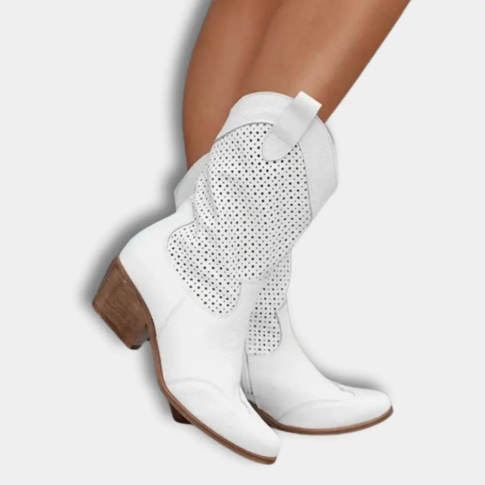 Liam | Eleganti Stivali Western Traforati Donna in Pelle Sintetica 1