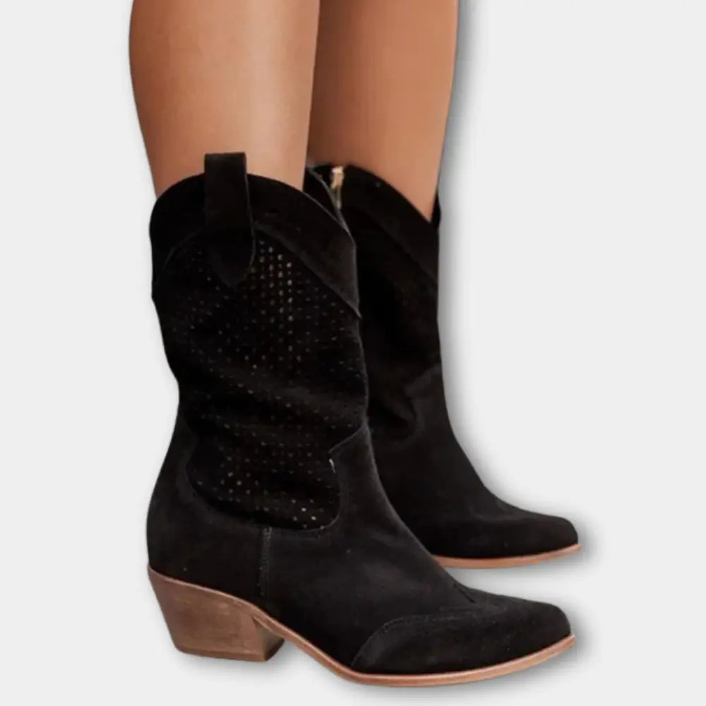 Liam | Eleganti Stivali Western Traforati Donna in Pelle Sintetica 2