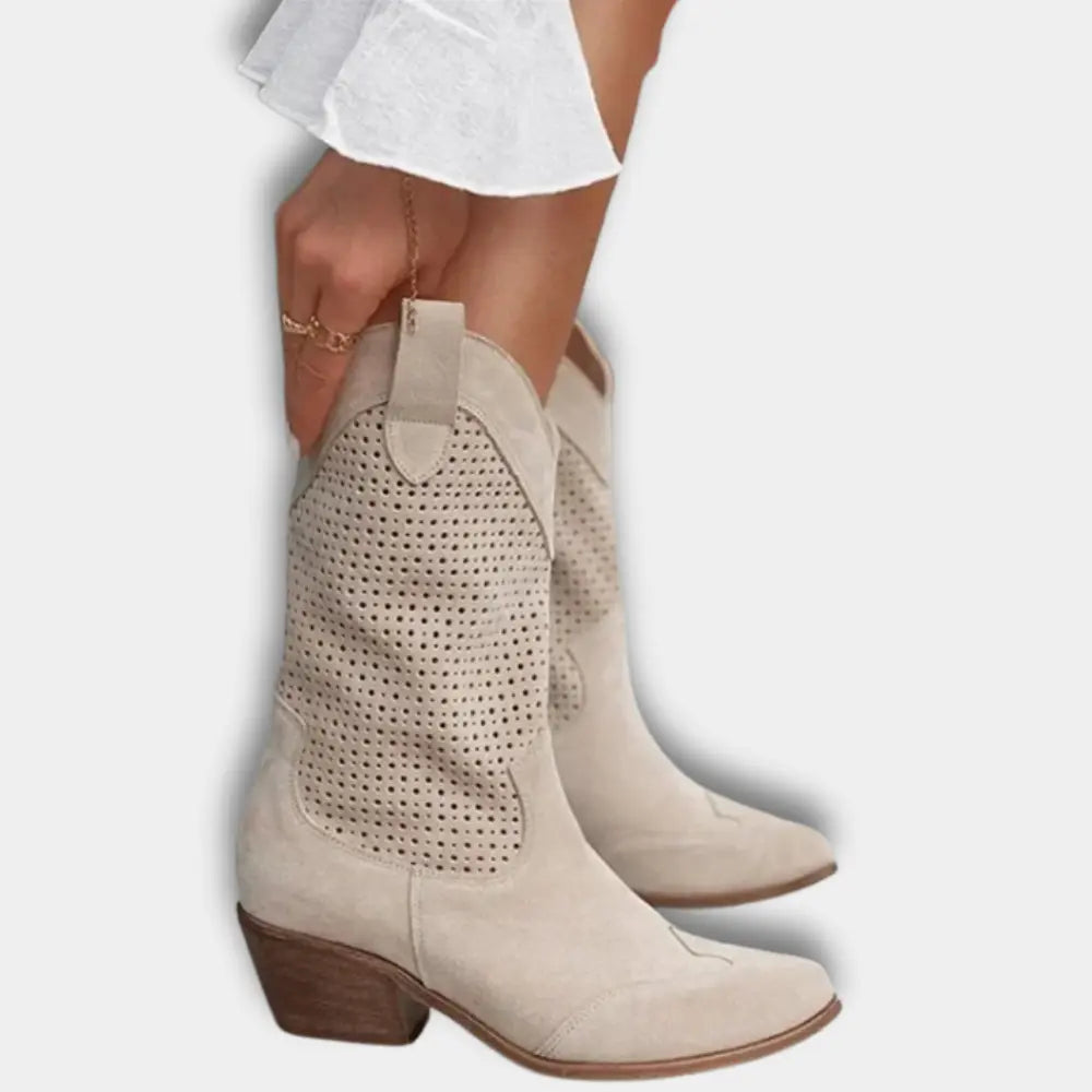 Liam | Eleganti Stivali Western Traforati Donna in Pelle Sintetica 3