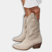 Liam | Eleganti Stivali Western Traforati Donna in Pelle Sintetica 4