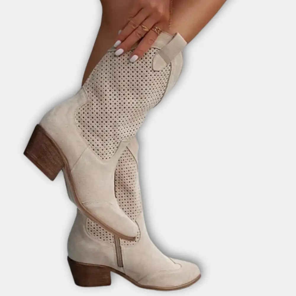 Liam | Eleganti Stivali Western Traforati Donna in Pelle Sintetica 5