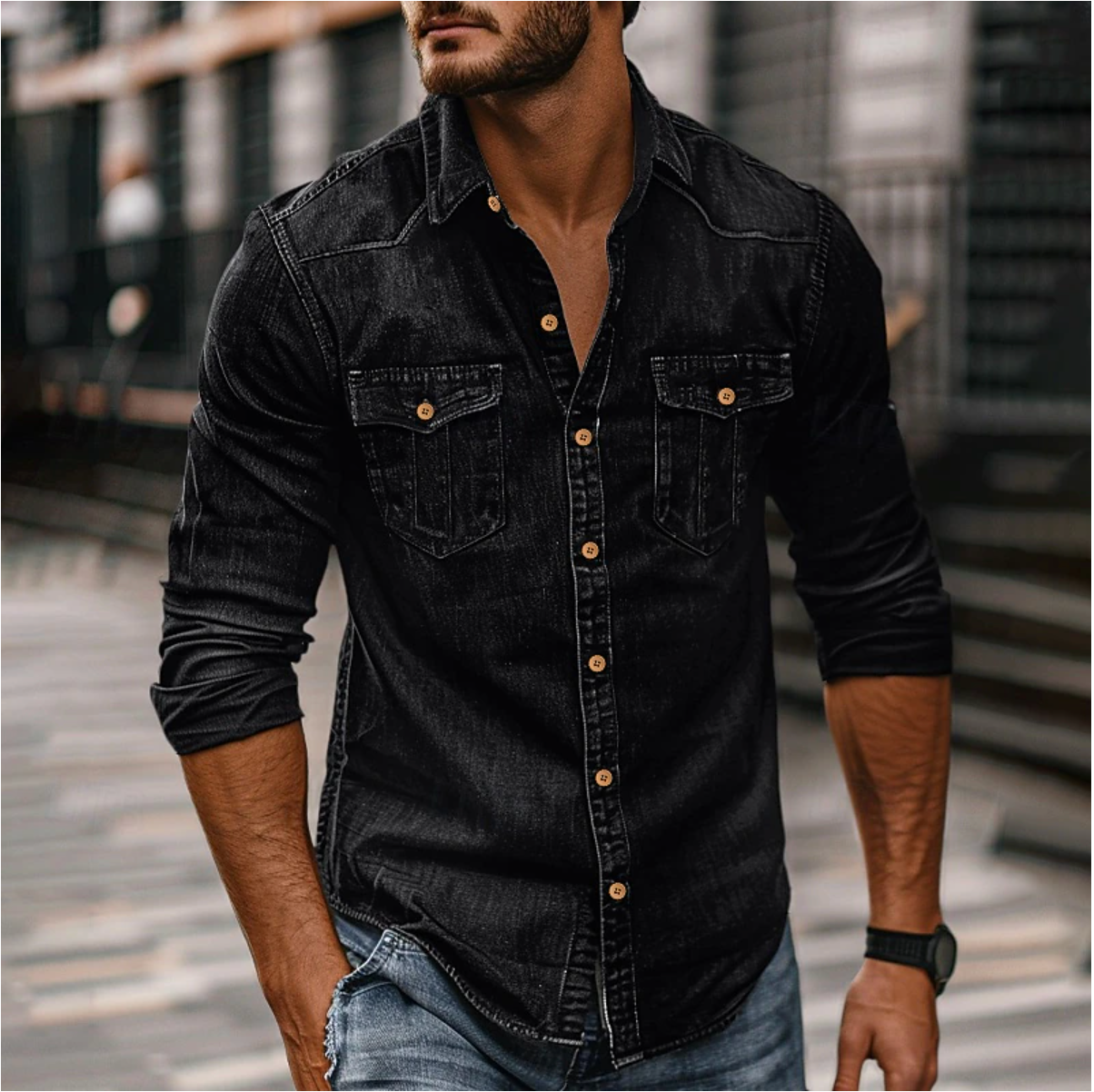 Luca | Elegante Camicia Uomo Denim Autunnale 2