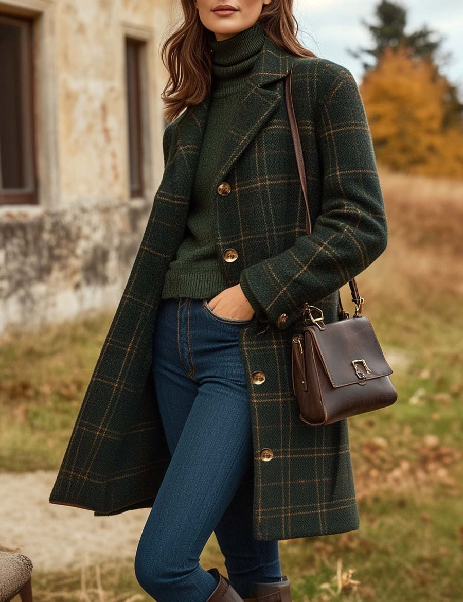 Marilena | Elegante Cappotto Lungo a Quadri 0