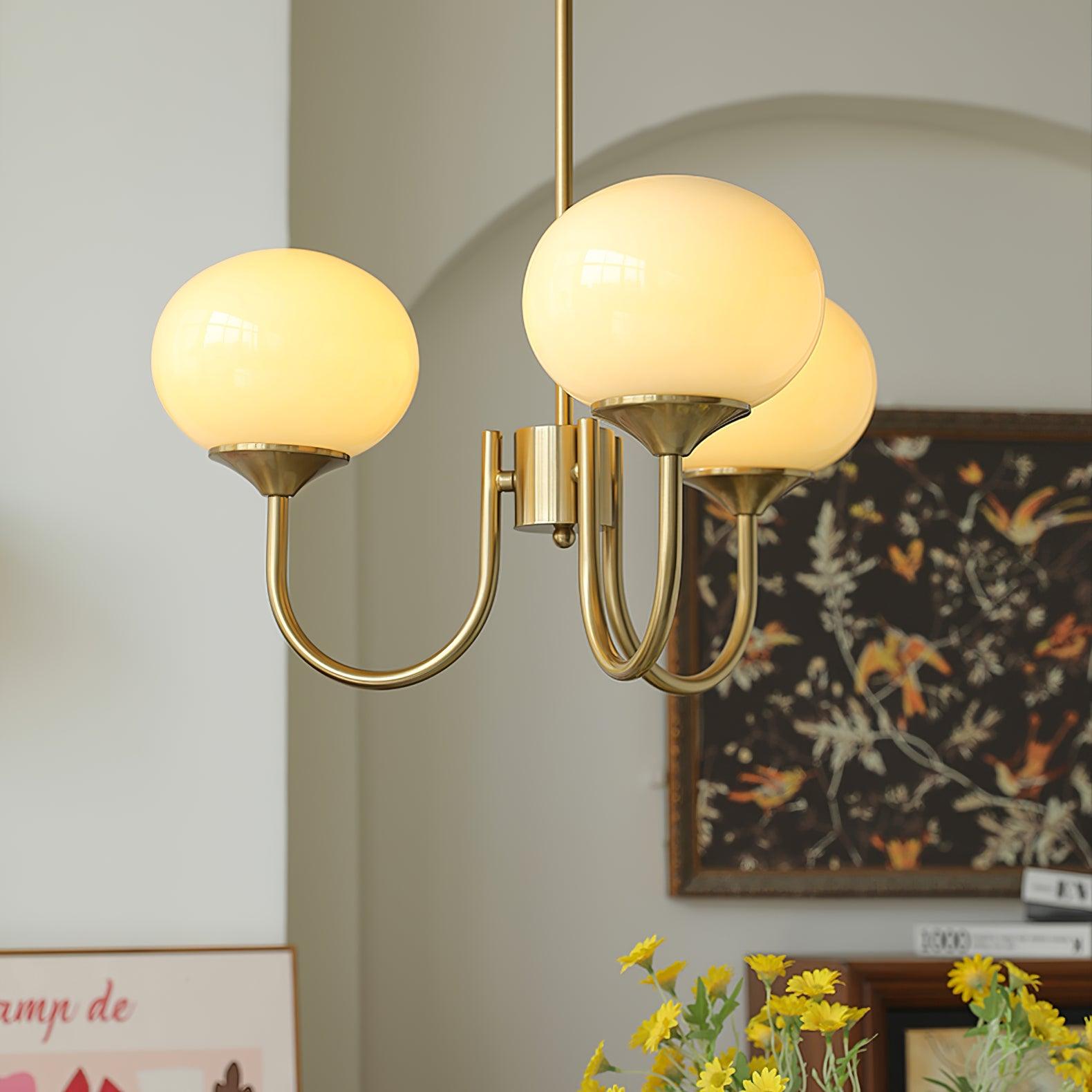 MarshmallowGlow | Elegante Lampadario Moderno in Vetro Rosa e Oro 13