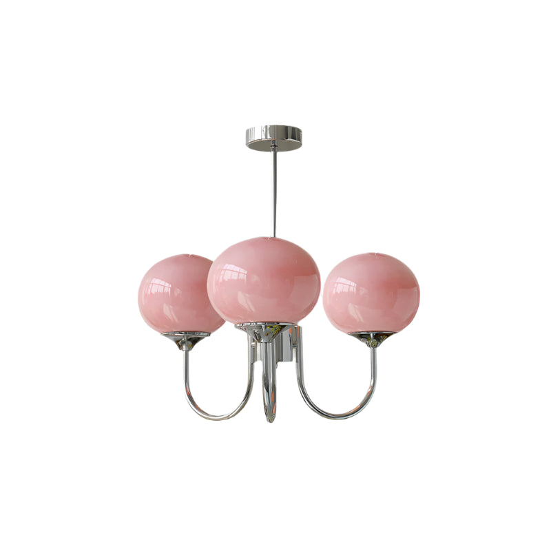 MarshmallowGlow | Elegante Lampadario Moderno in Vetro Rosa e Oro 16