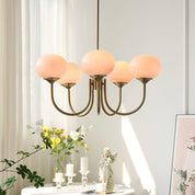 MarshmallowGlow | Elegante Lampadario Moderno in Vetro Rosa e Oro 6