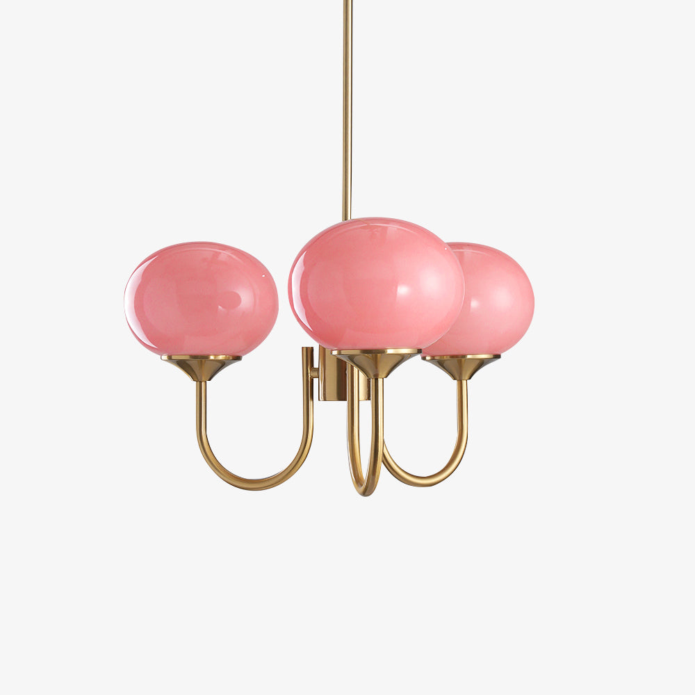 MarshmallowGlow | Elegante Lampadario Moderno in Vetro Rosa e Oro 7