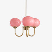MarshmallowGlow | Elegante Lampadario Moderno in Vetro Rosa e Oro 7