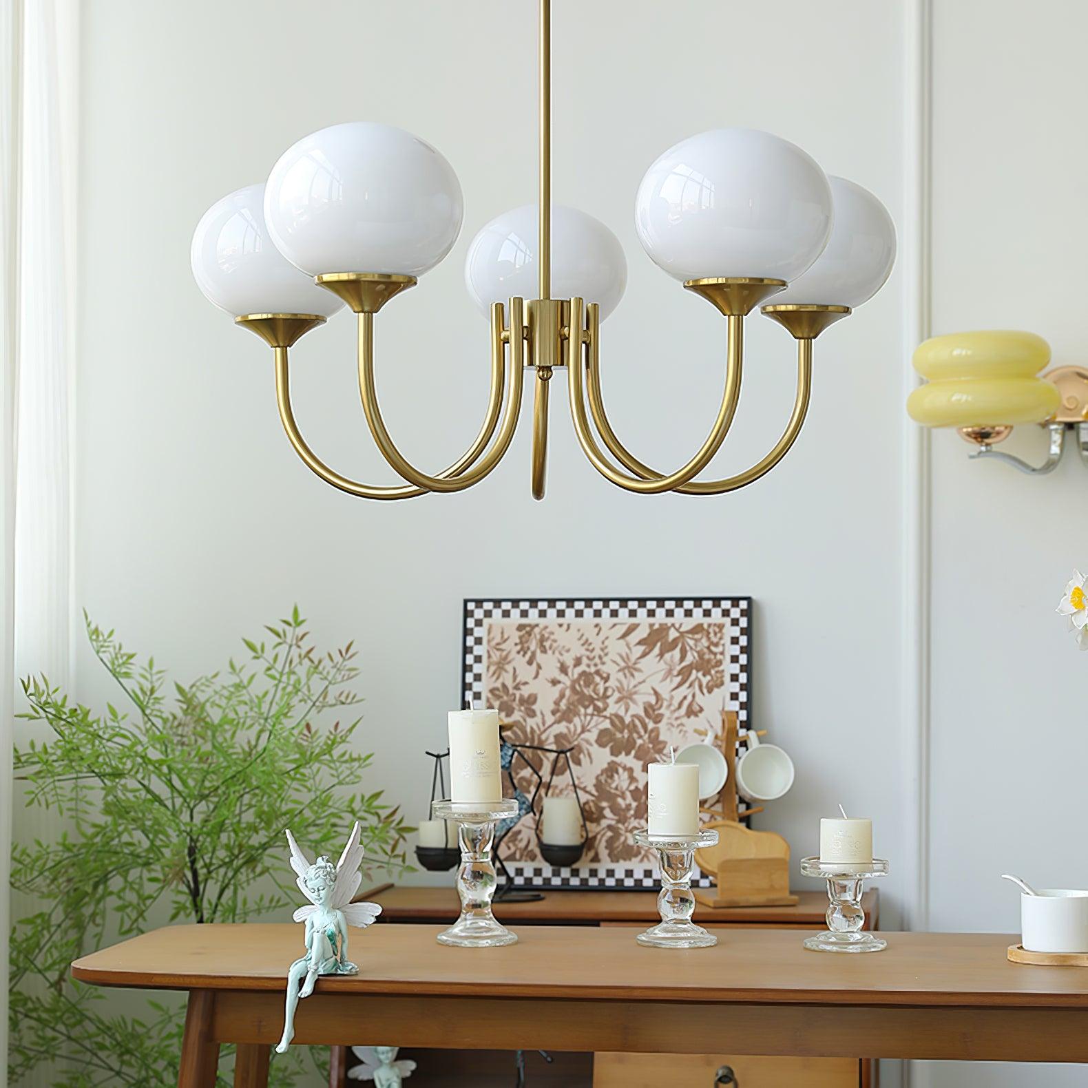 MarshmallowGlow | Elegante Lampadario Moderno in Vetro Rosa e Oro 8