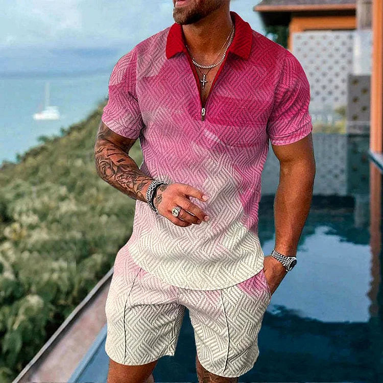 Mason | Vintage Rosa Coordinato Polo e Pantaloncini Estivi 0
